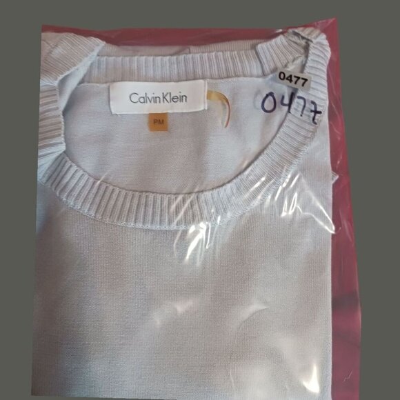 Calvin Klein Womens Short Sleeve Knit Top Silver PMedium - Picture 7 of 8